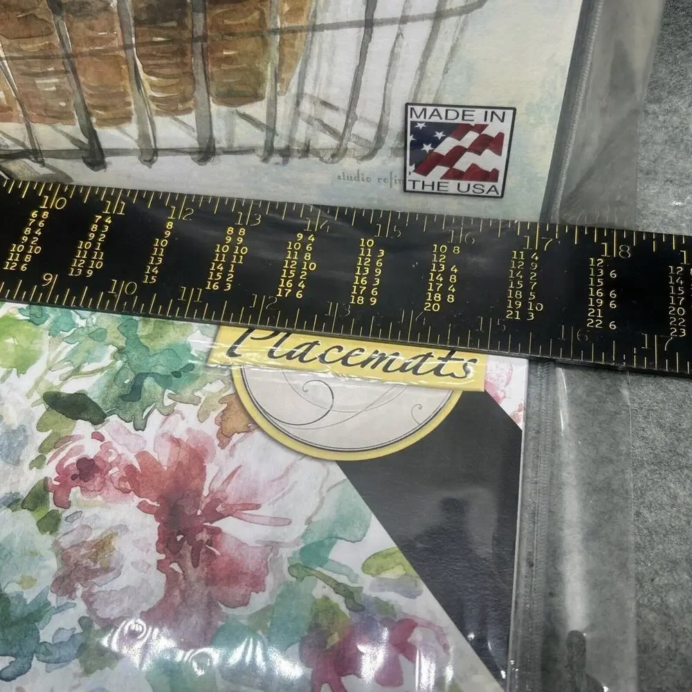 48 Counter Art Recyclable Paper Placemats Flowers Basket Bicycle USA 17